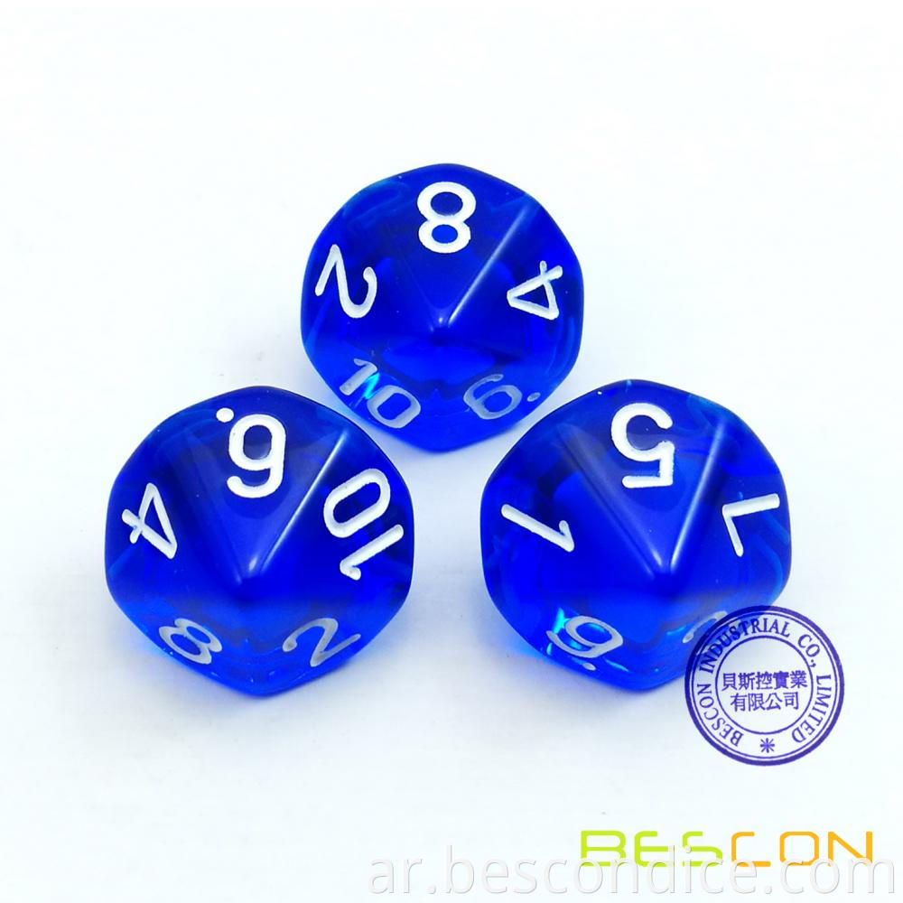 10 Sided Game Dice Translucent 1 10 1